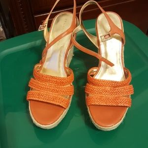 Ivanka orange wedge sandals